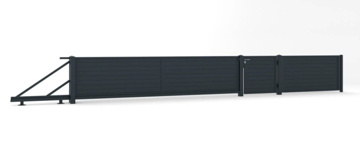 Aluzaun Modern Apex mit Schiebetor