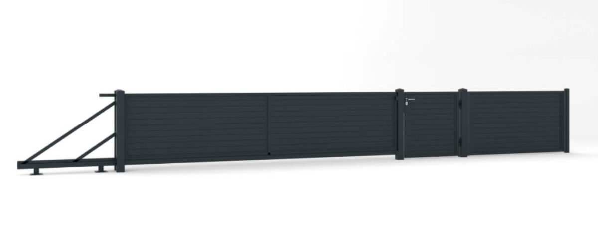 Aluzaun Modern Continuum mit Schiebetor